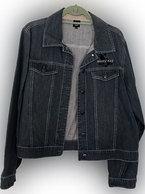 Mary Kay Embroidered Charcoal Denim Jacket- XL